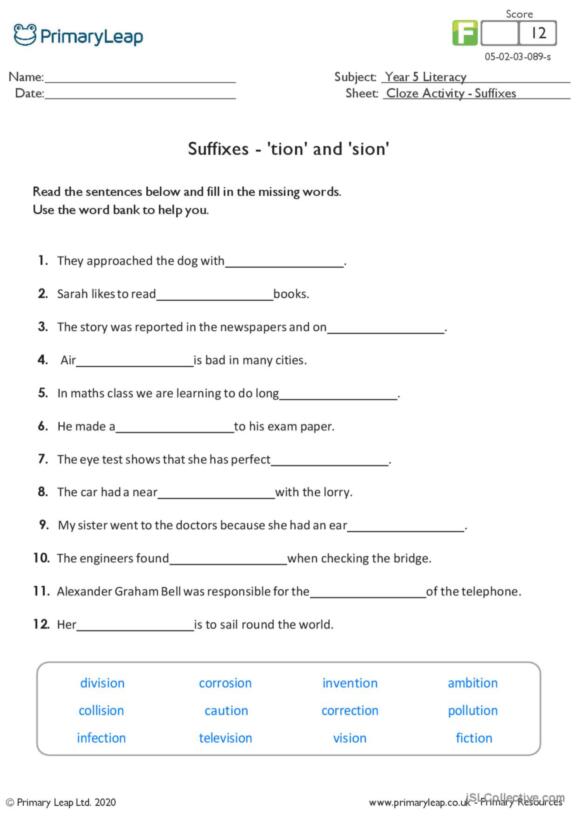 1 Tion And Sion English Esl Worksheets Pdf Doc