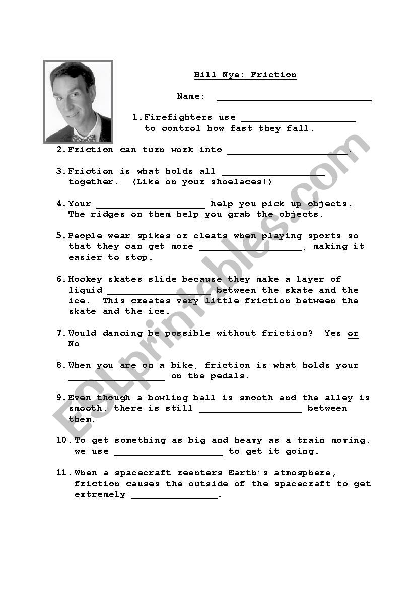 10 Bill Nye Friction Worksheet Answers Worksheets Decoomo