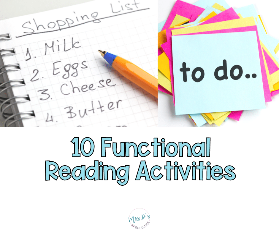 10 Easy Functional Reading Activities Mrs P S Specialties