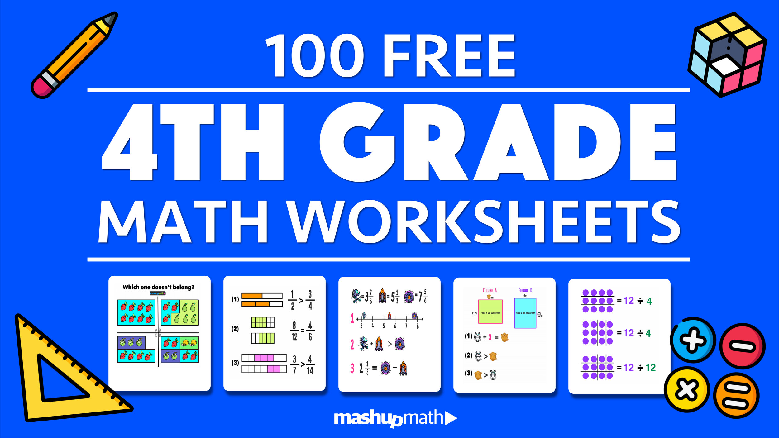 100 Free 4Th Grade Math Worksheets With Answers Mashup Math