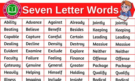 100 List Of Seven Letter Words In English Onlymyenglish Com