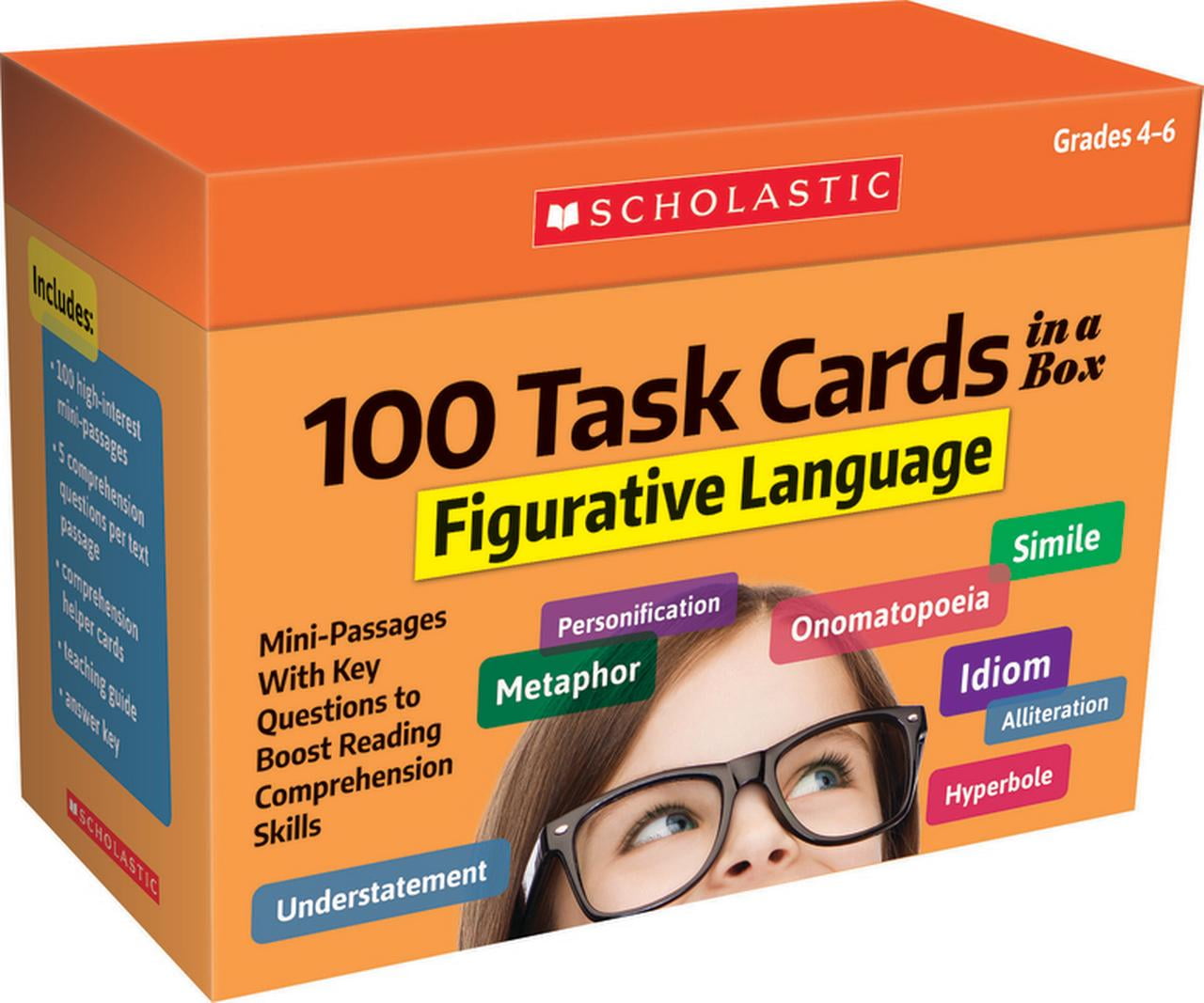 100 Task Cards In A Box Figurative Language Mini Passages With Key Questions To Boost Reading