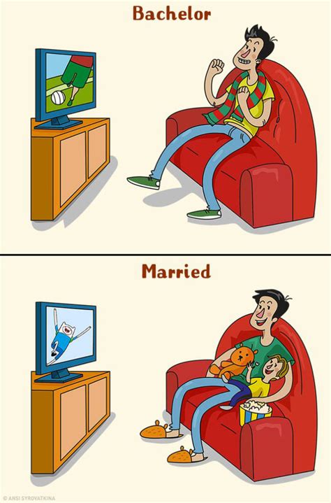 11 Illustrations That Perfectly Capture How A Man S Life Changes After