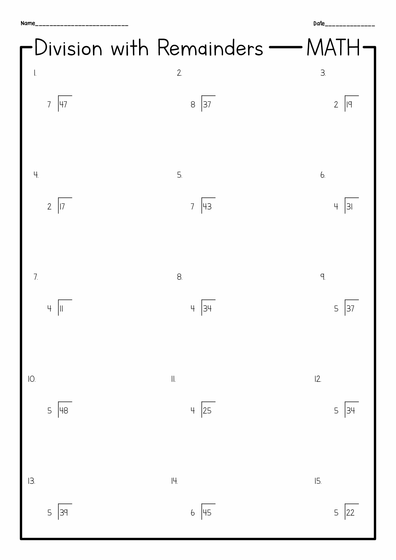 12 Best Images Of Fourth Grade Worksheets Division With Remainder