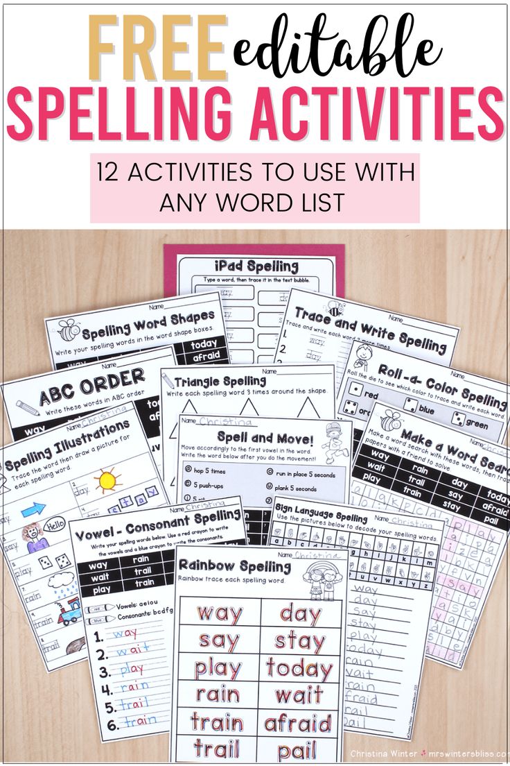 12 Free Editable Spelling Activities First Grade Spelling Spelling