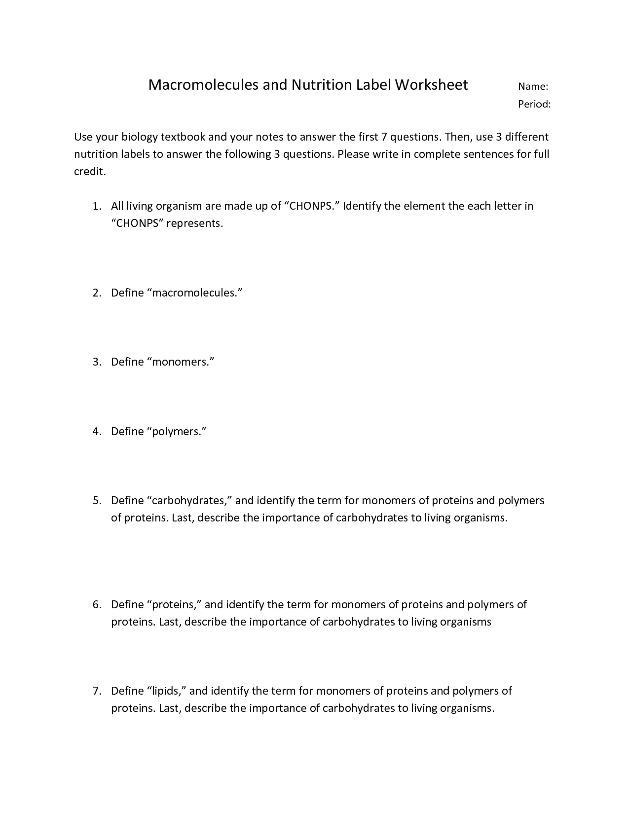 14 Biology Macromolecules Worksheets And Answers Artofit