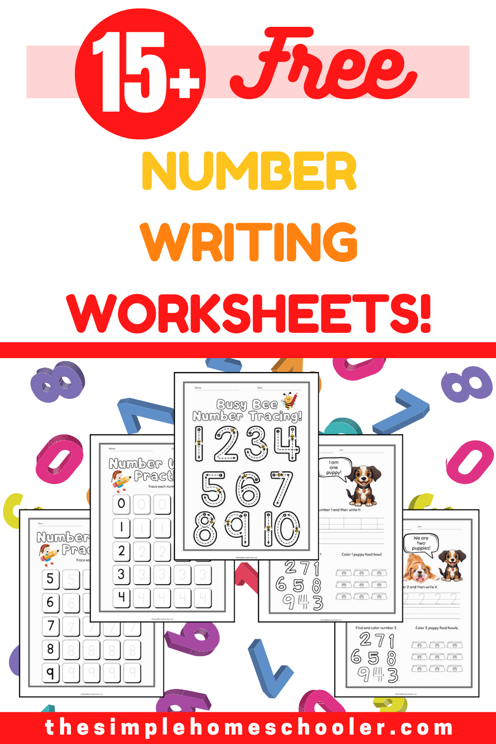 15 Free Number Writing Worksheets For Kindergarten The Simple