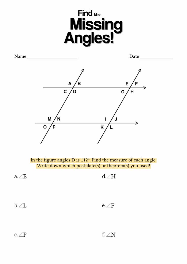 18 Missing Angle Puzzle Worksheet Theorems Problem Solving Student