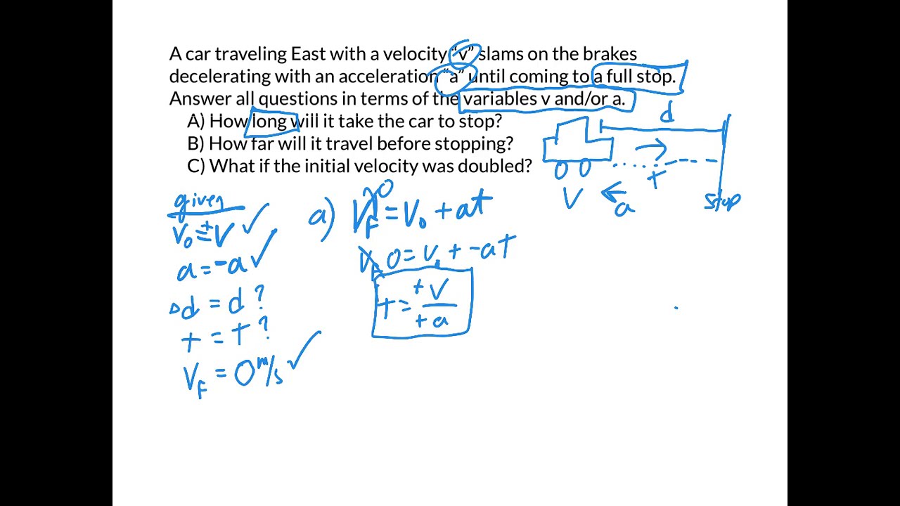 1D Kinematic Motion Practice Problem How To Choose The Correct Formula Youtube