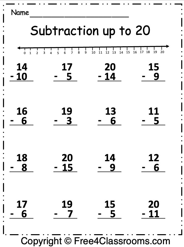 1St Grade Subtraction Worksheets Free Pdf Worksheets