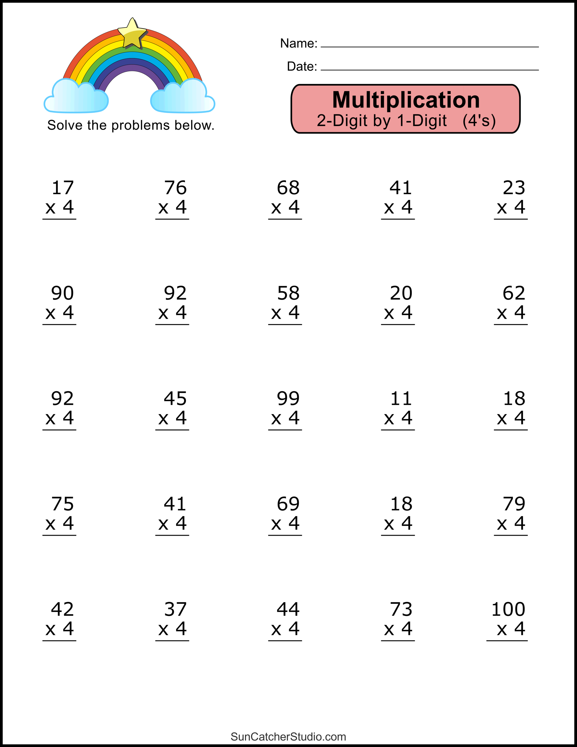 2 Digit By 2 Digit Multiplication Worksheets Free Printable