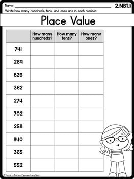 2 Nbt 1 3 Digit Numbers And Place Value Elementary Nest