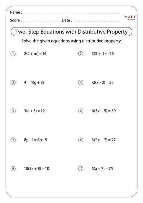 Solve Algebra with Ease: 2 Step Equations Worksheets