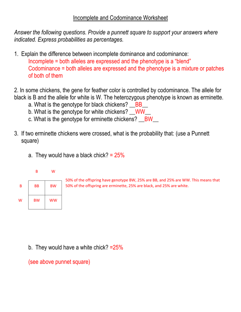 20 Codominant Incomplete Dominance Practice Worksheet Answer Key Worksheets Decoomo