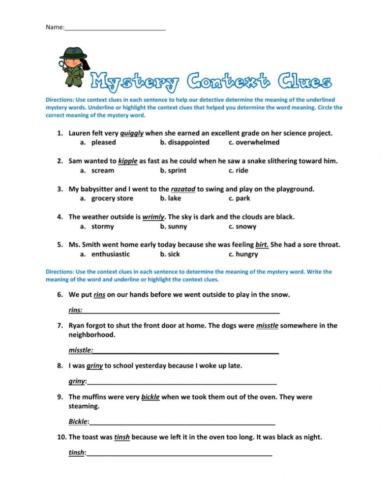 20 Context Clues Worksheets Multiple Choice With Answers Pdf Coo Worksheets