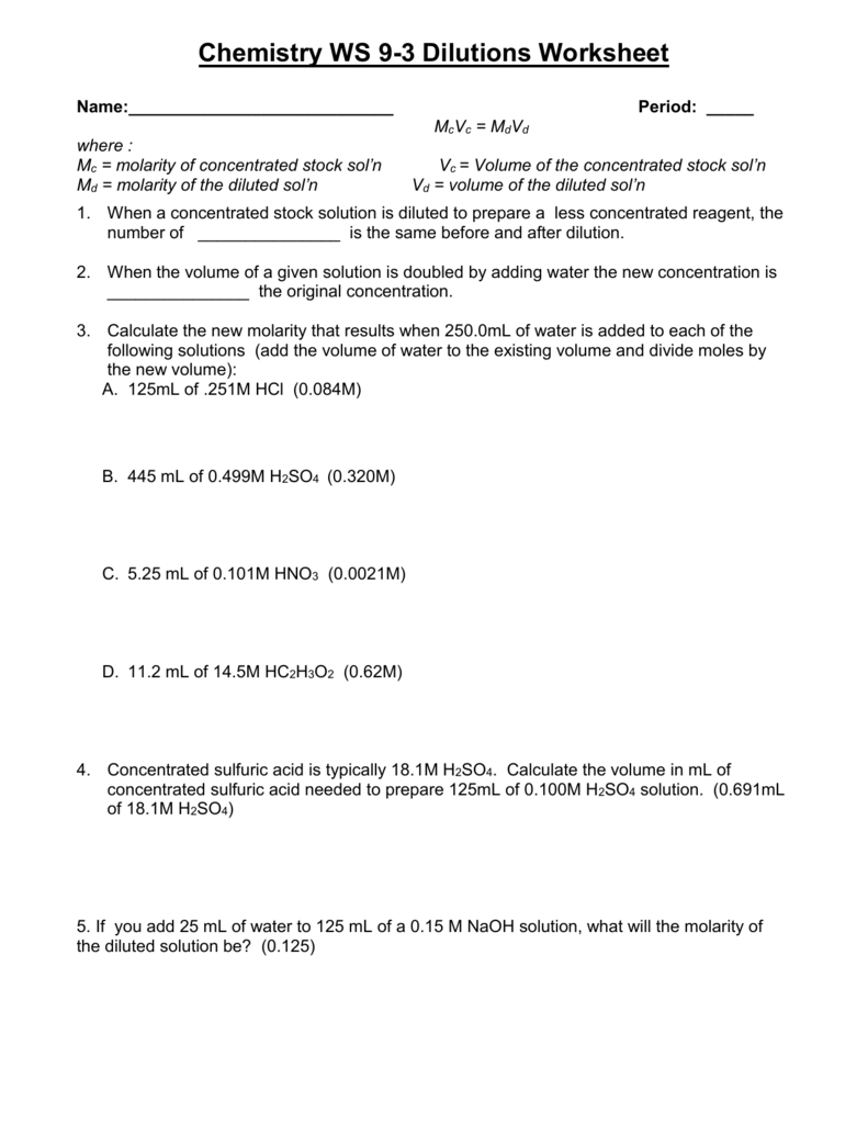 20 Dilutions Worksheet Answers Worksheets Decoomo