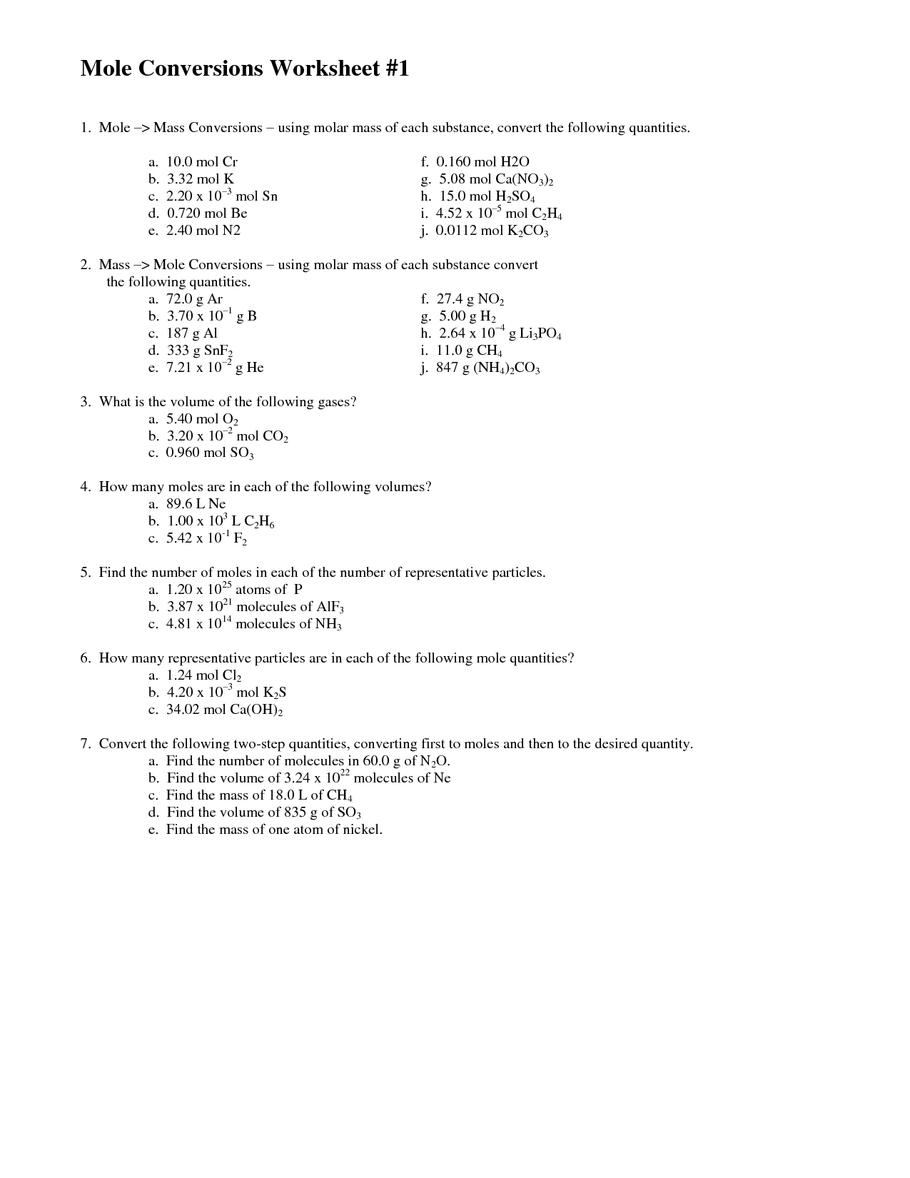 20 Mole Conversion Worksheet Answers Worksheets Decoomo