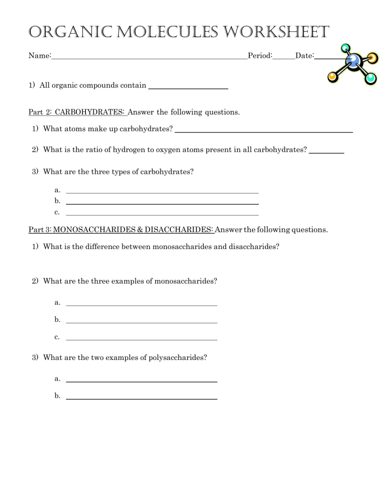 20 Organic Molecules Worksheet Answer Key Worksheet Template Graphing Worksheets Chemistry