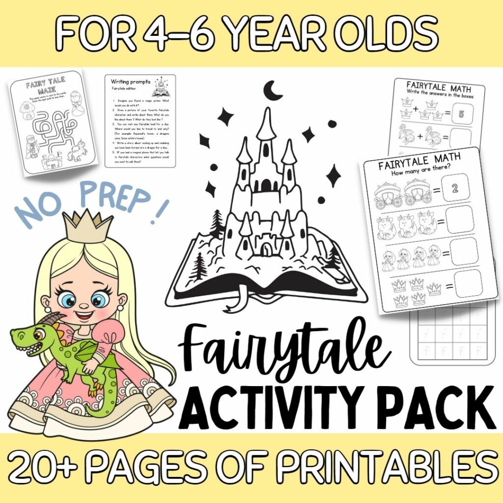 20 Pages Of Fairy Tale Themed Printables Math English And Art Included Subplan Made By Teachers