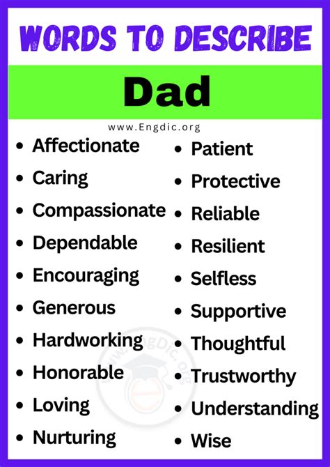 200 Words To Describe A Father Adjectives For Dads