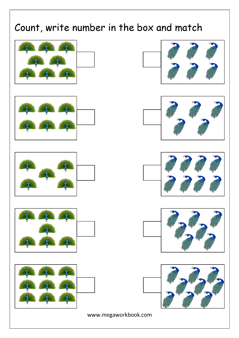 24 Kindergarten Matching Numbers To Objects Worksheets