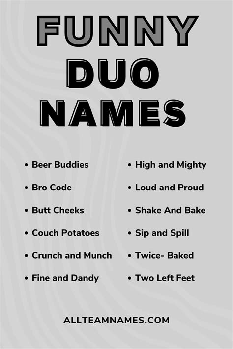 243 Best Duo Names For Team Activities