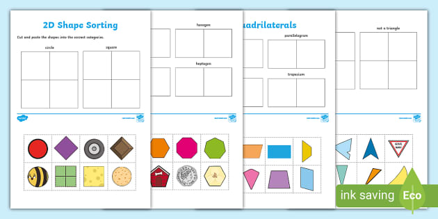 2D Shape Sorting Worksheet Kidpid