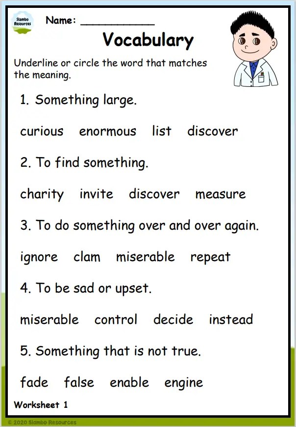 2Nd Grade Vocabulary Worksheet Englishworksheet My Id