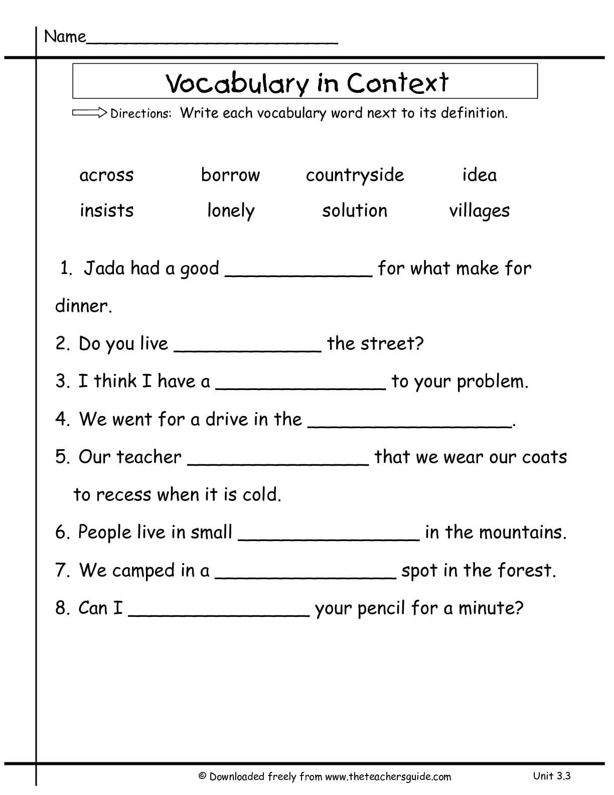 10 Fun Vocabulary Worksheets for 2nd Graders