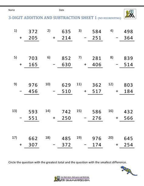 3 Digit Addition And Subtraction Learn And Solve Questions