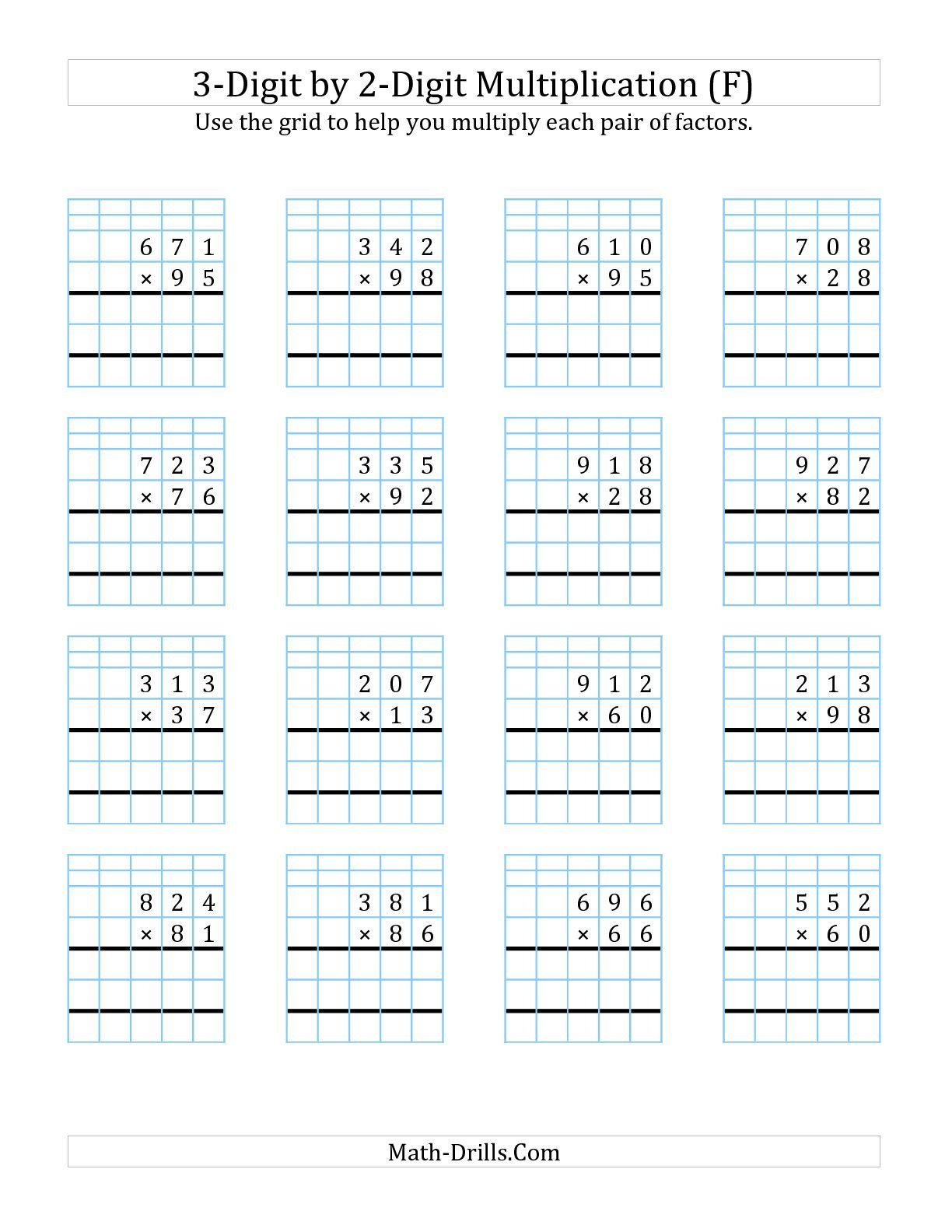 3 Digit By 3 Digit Multiplication With Grid Support A