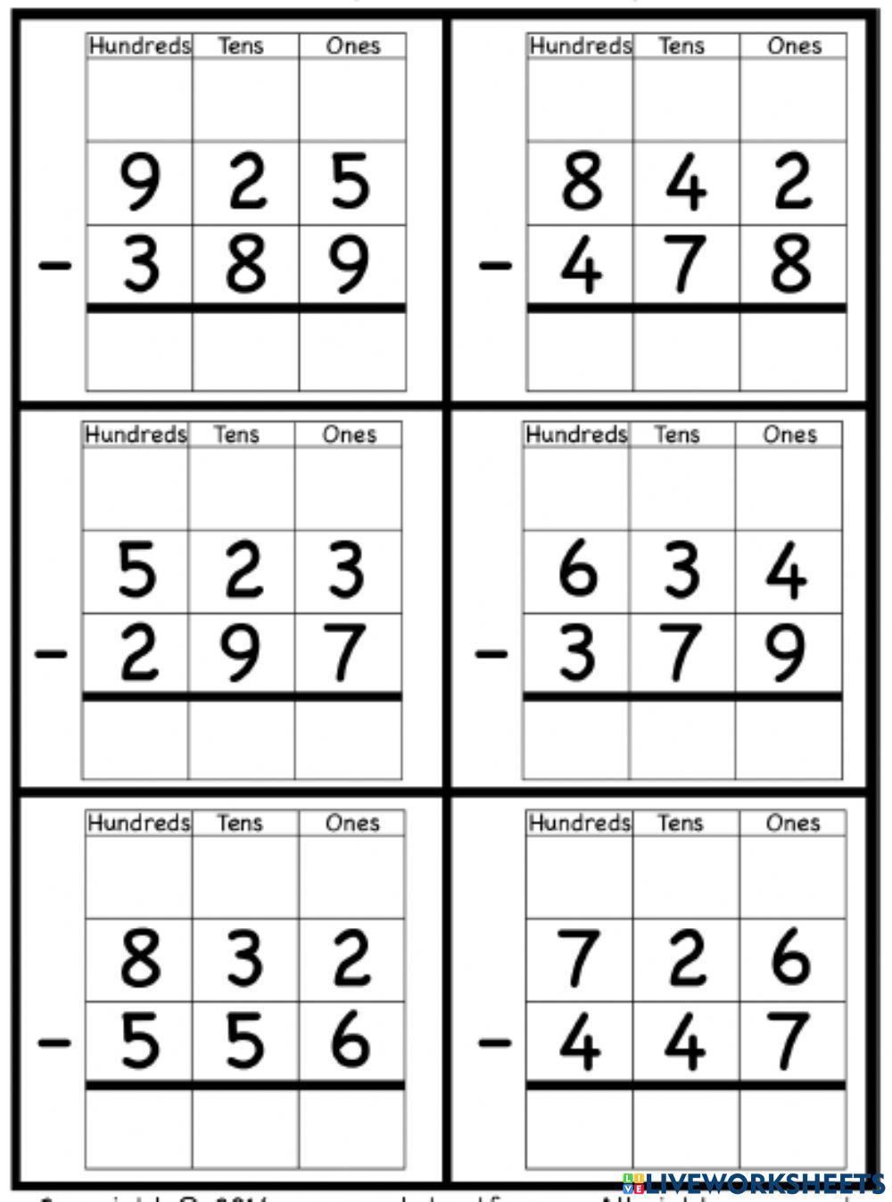 3 Digit Subtraction With Borrowing For Class 1 Notes Mental Maths