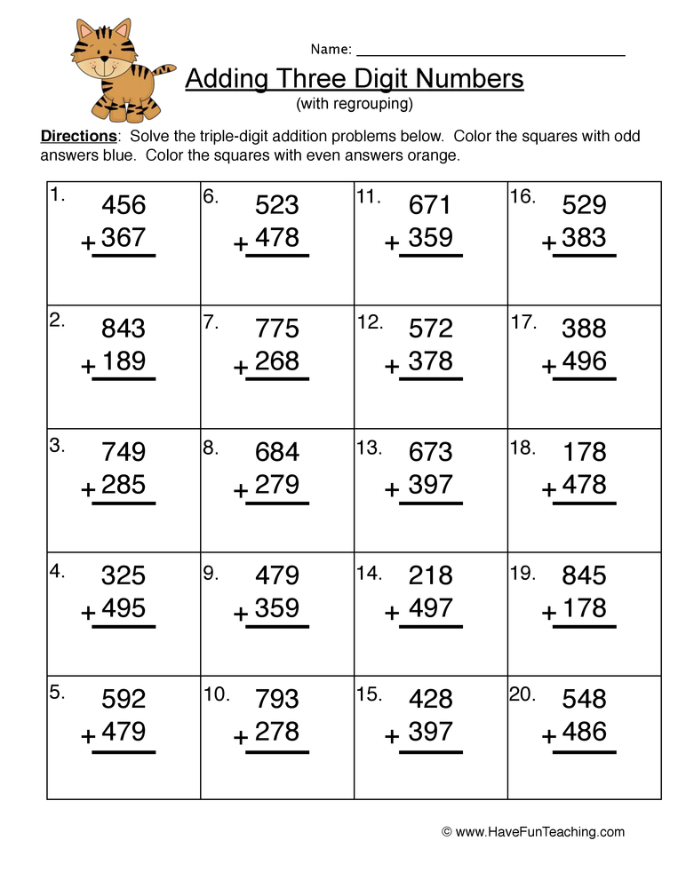 3 Digit Subtraction Worksheets With Regrouping 3 Digit Addition