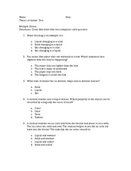 3 Phases Of Matter Quiz