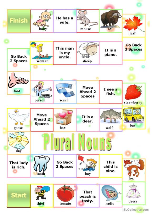 3 Plural Nouns Irregular Plurals Board Game Speaking Prac