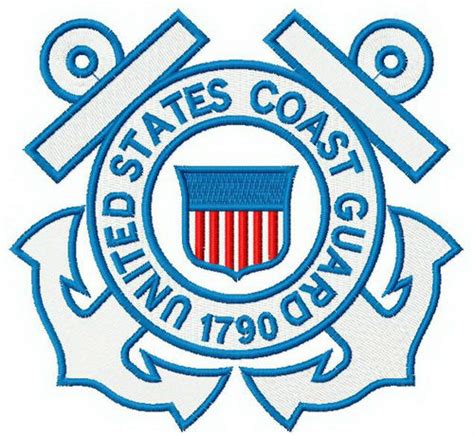 3 Sizes Us Coast Guard Outline Logo Machine Embroidery Design File Etsy