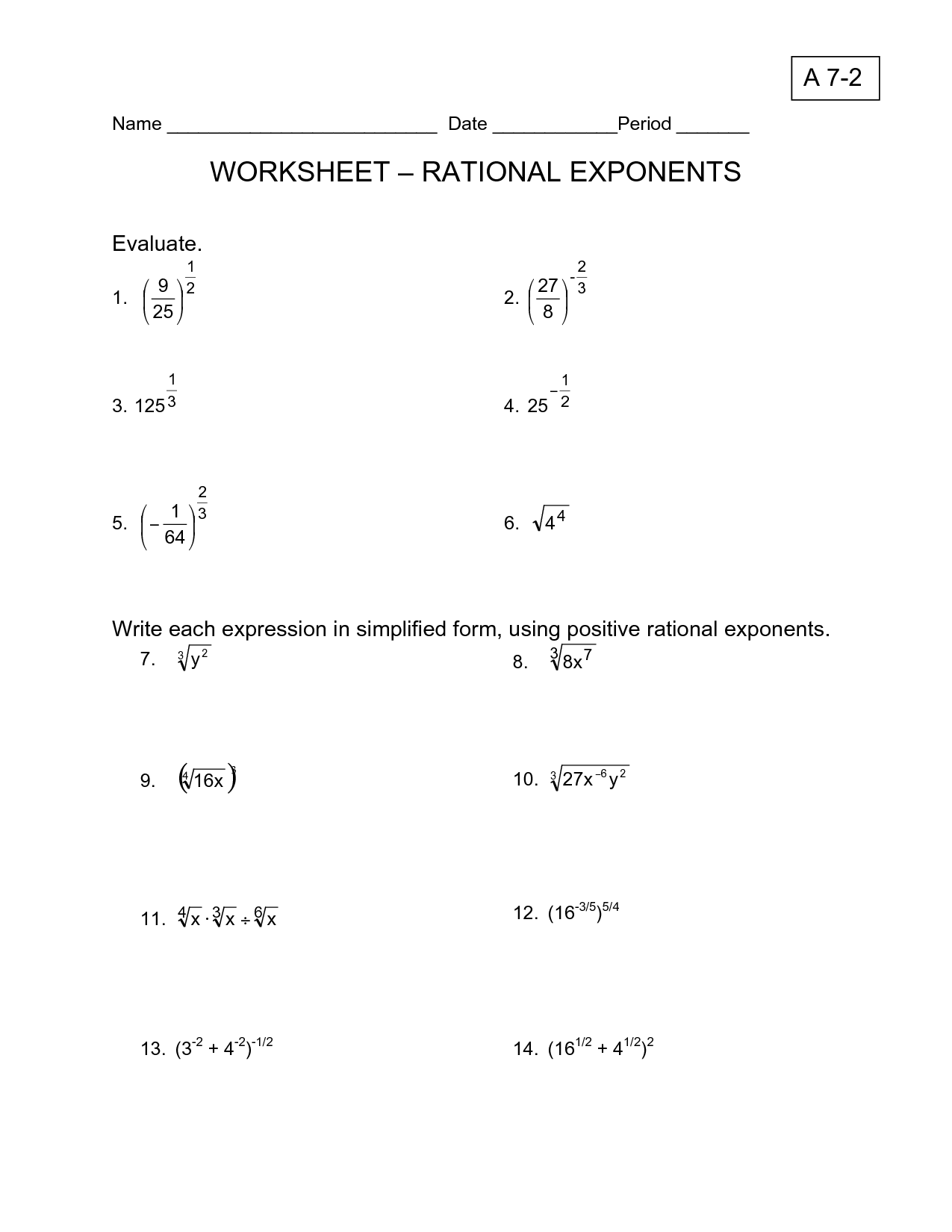 30 Rational Exponents Worksheet Worksheets Decoomo