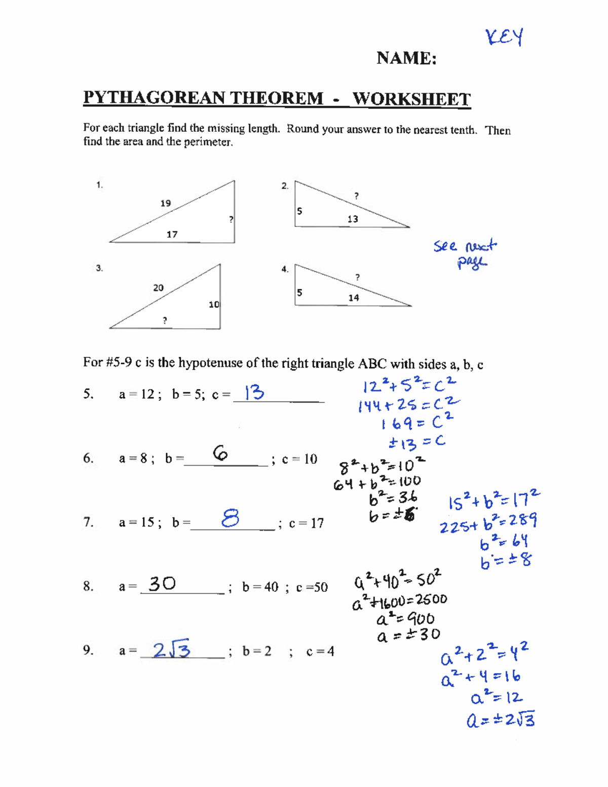 31 Pythagorean Theorem Worksheet Answer Key Support Worksheet