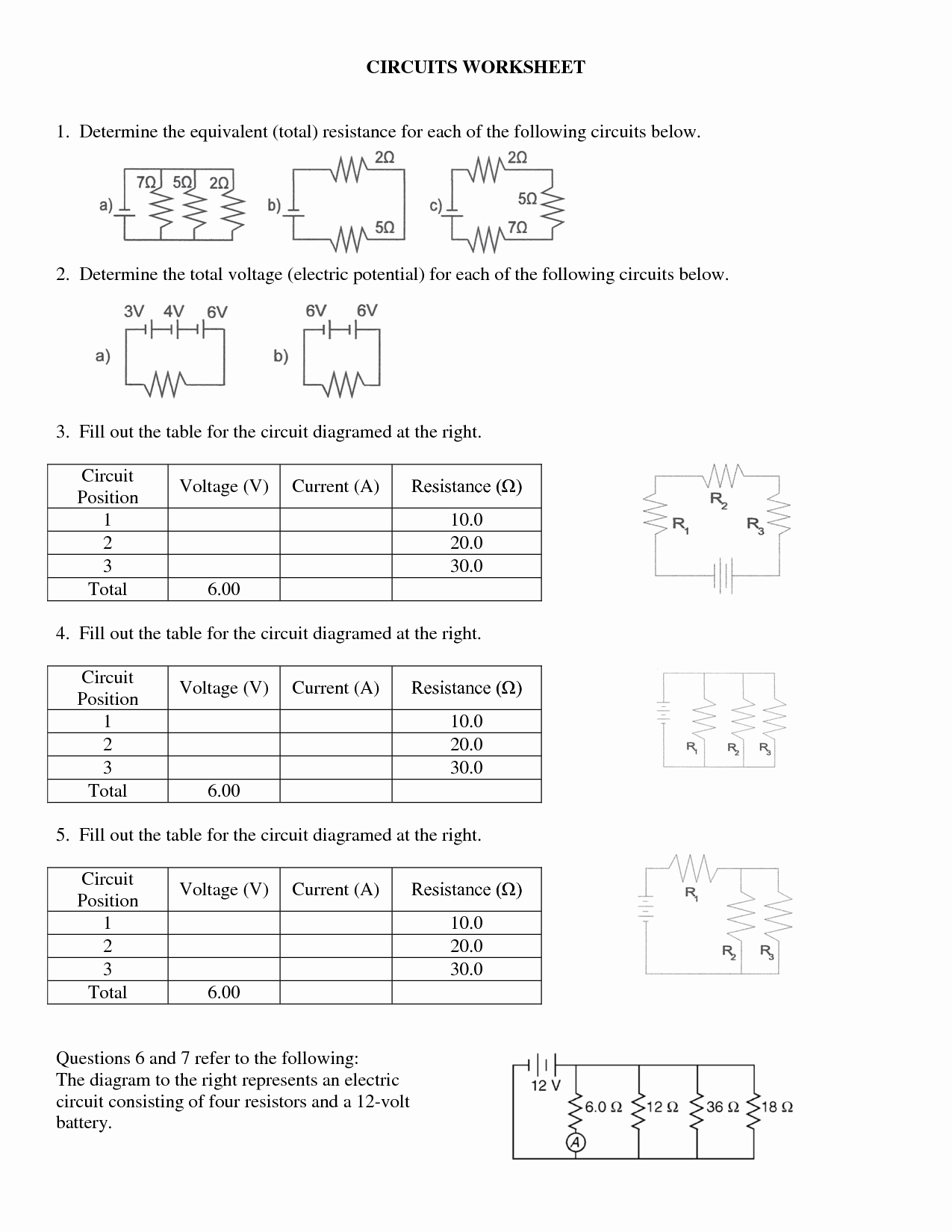 32 15 Electrical Circuits Worksheet A Answers Support Worksheet