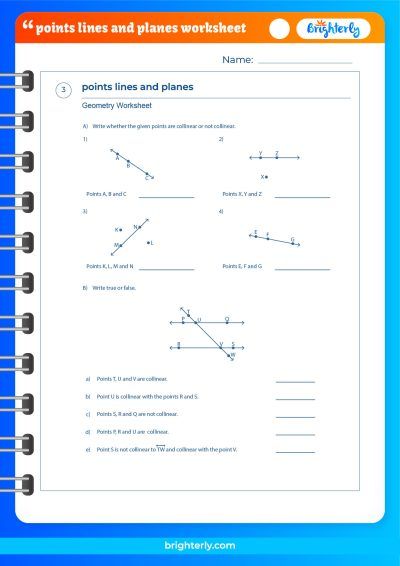 33 Points Lines Planes Worksheet Support Worksheet