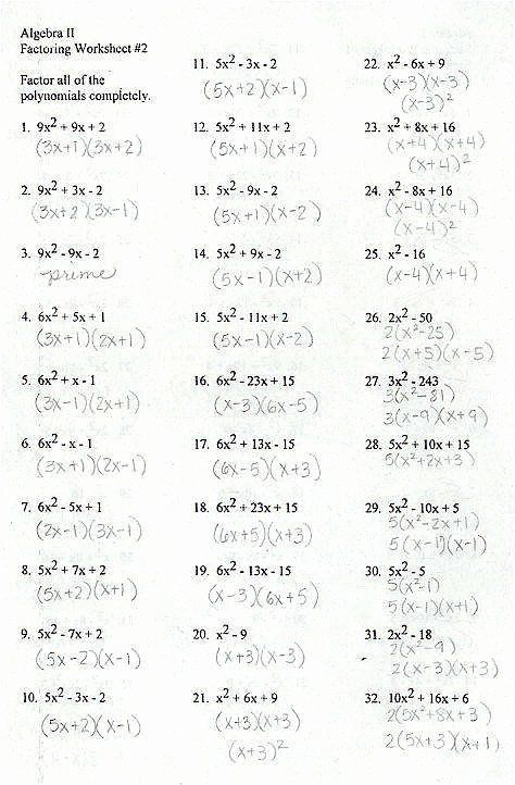 36 Algebra 2 Factoring Worksheet Support Worksheet