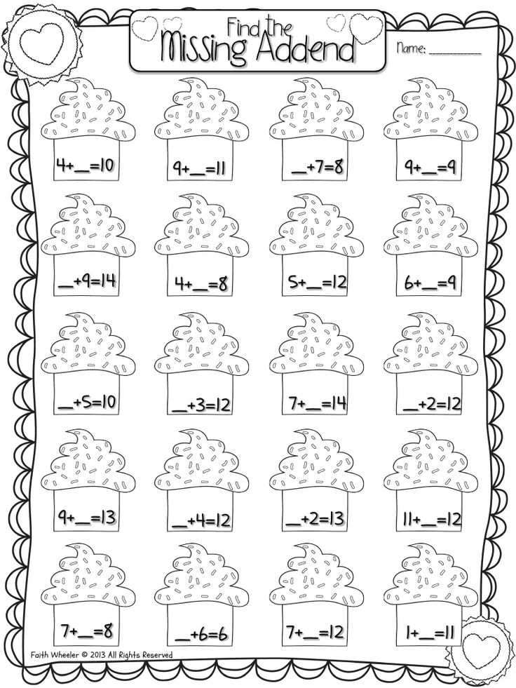 36 Math Worksheets For Grade 1 Missing Addends