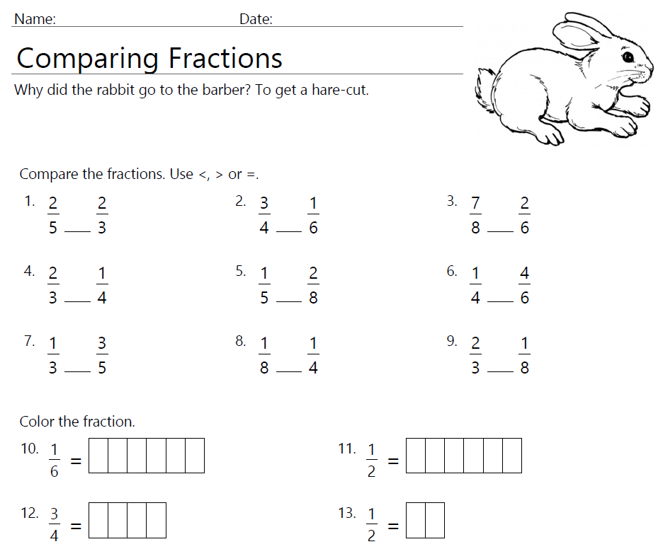 Fun Fraction Worksheets for 3rd Grade Kids