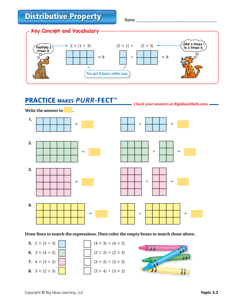 3Rd Grade Distributive Property Worksheet