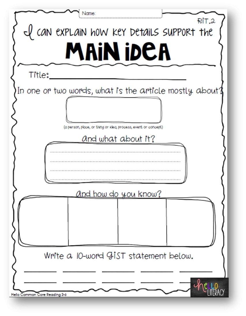 3Rd Grade Main Idea Worksheets Printable Learning How To Read