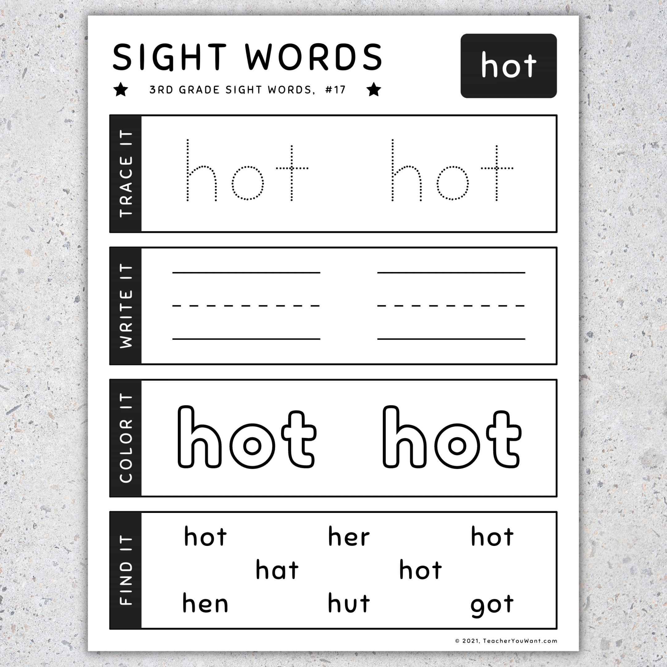 3Rd Grade Sight Words Trace Write Color And Find It Worksheets