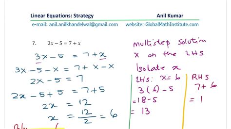 3X 5 7 X Solve Simple Linear Equations With 8 Examples To Understand Basic Concepts Youtube