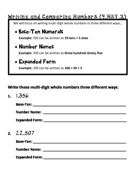 4 Nbt 2 Worksheets Answers Printable Word Searches