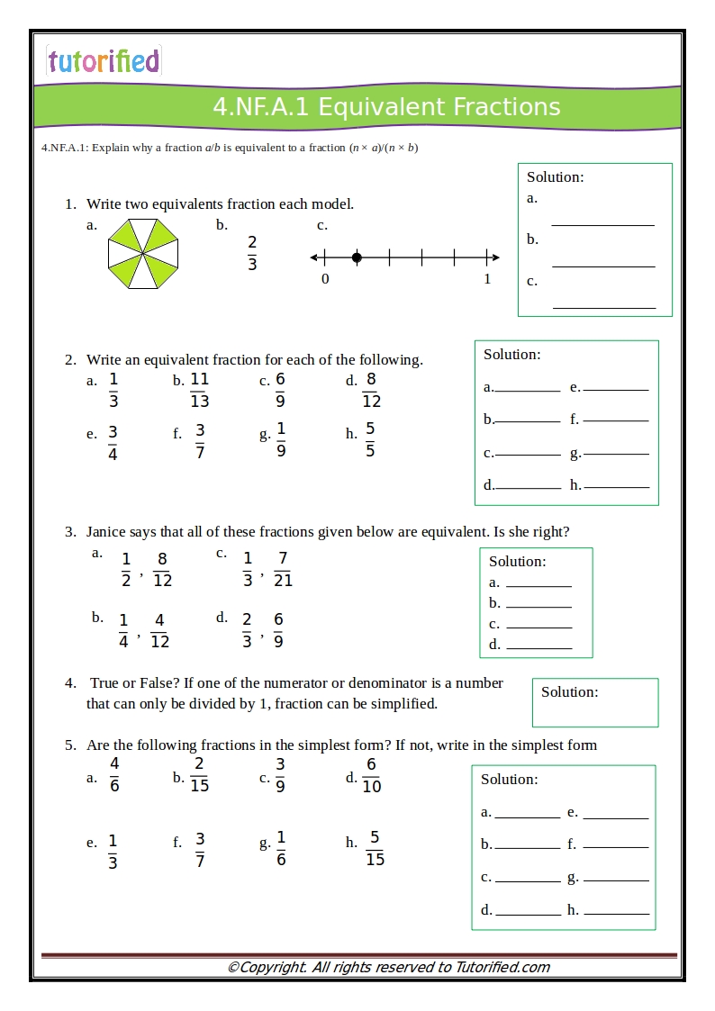 5 Fun Worksheets for 4th Grade Fractions