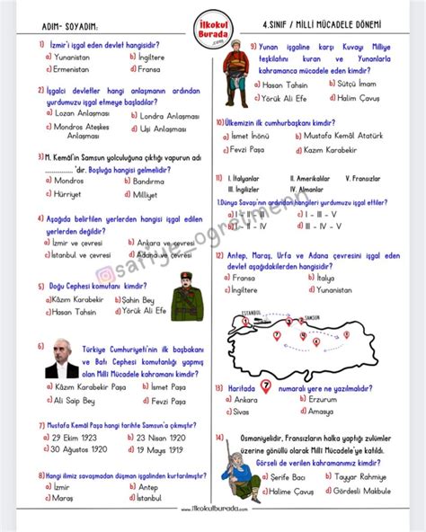 4 S N F Milli M Cadele D Nemi Test Sorular Lkokul Burada